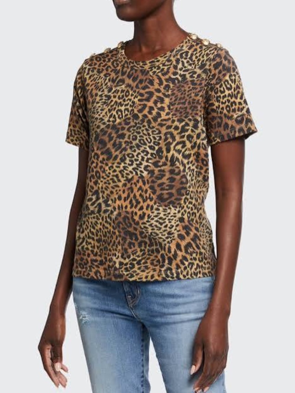 VERONICA BEARD Carla Leopard-Print Crewneck Tee Size Small